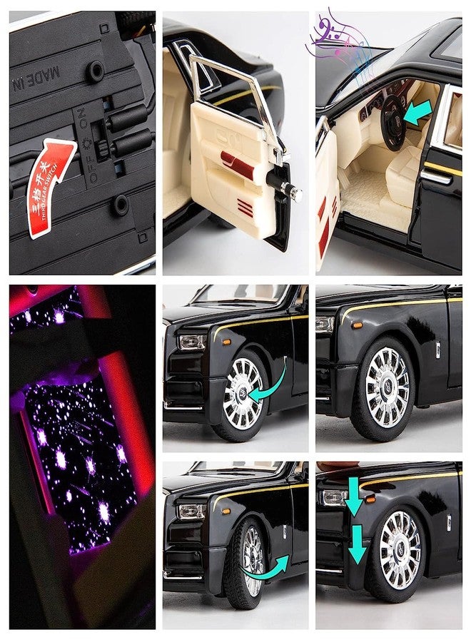 LONGMIRE Metal Pull Back Diecast Car Pull Back Car Model with Sound Light Boys Gifts Toys for Kids Pack of 1, Multicolor (1:24 Rolls Royce Phantom) - Image 4